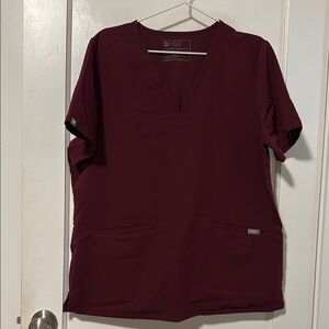 FIGS Women's Burgundy Scrub Top